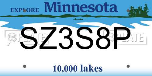 SZ3S8P Minnesota License Plate