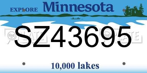 SZ43695 Minnesota License Plate