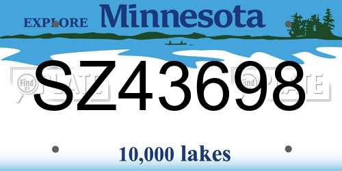 SZ43698 Minnesota License Plate