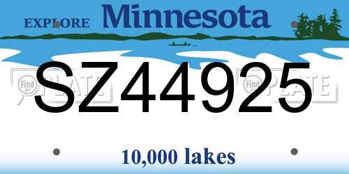 SZ44925 Minnesota License Plate