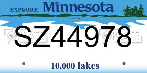 SZ44978 Minnesota License Plate