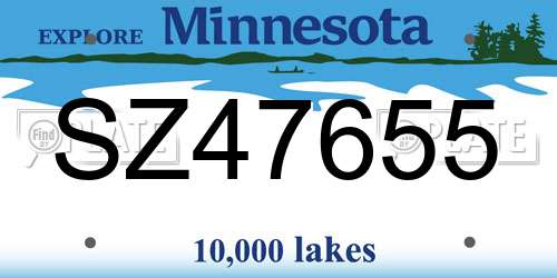 SZ47655 Minnesota License Plate