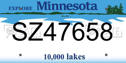 SZ47658 Minnesota License Plate