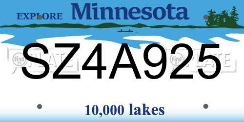 SZ4A925 Minnesota License Plate