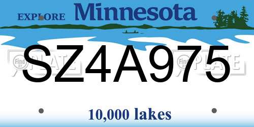 SZ4A975 Minnesota License Plate
