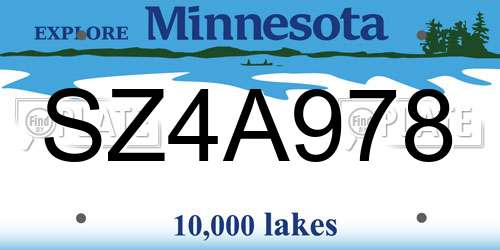 SZ4A978 Minnesota License Plate