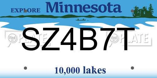 SZ4B7T Minnesota License Plate
