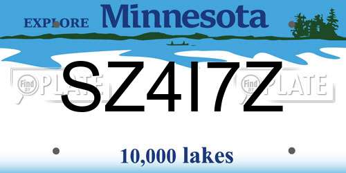 SZ4I7Z Minnesota License Plate