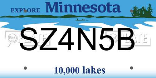 SZ4N5B Minnesota License Plate