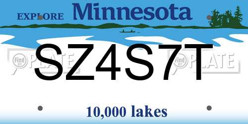 SZ4S7T Minnesota License Plate