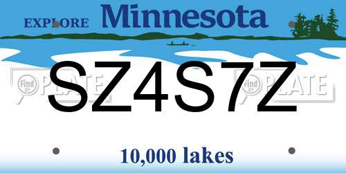 SZ4S7Z Minnesota License Plate