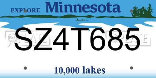 SZ4T685 Minnesota License Plate