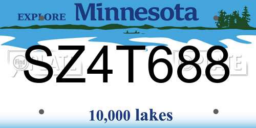 SZ4T688 Minnesota License Plate