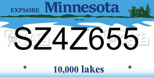 SZ4Z655 Minnesota License Plate