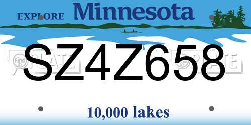 SZ4Z658 Minnesota License Plate