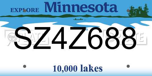 SZ4Z688 Minnesota License Plate
