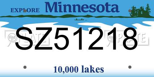 SZ51218 Minnesota License Plate
