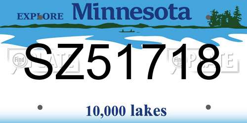 SZ51718 Minnesota License Plate
