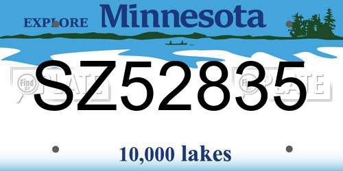 SZ52835 Minnesota License Plate