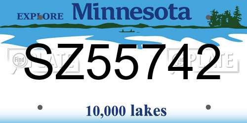 SZ55742 Minnesota License Plate