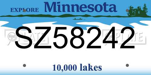 SZ58242 Minnesota License Plate