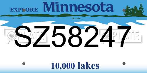 SZ58247 Minnesota License Plate