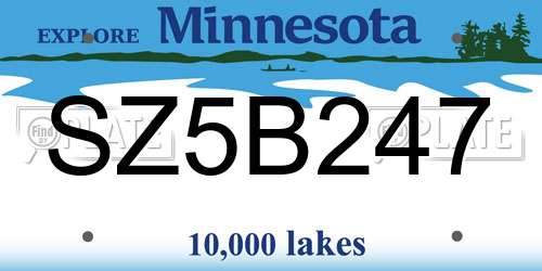 SZ5B247 Minnesota License Plate