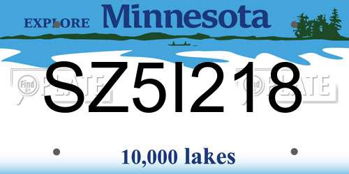 SZ5I218 Minnesota License Plate