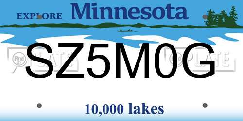 SZ5M0G Minnesota License Plate