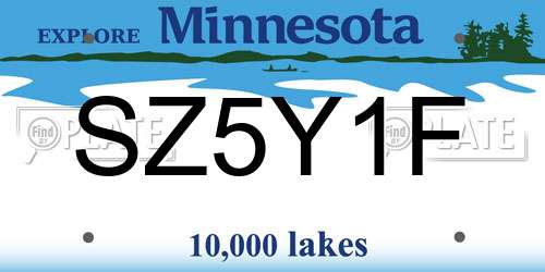 SZ5Y1F Minnesota License Plate