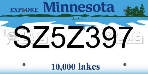 SZ5Z397 Minnesota License Plate