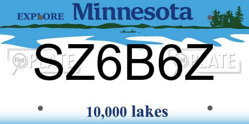 SZ6B6Z Minnesota License Plate
