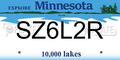 SZ6L2R Minnesota License Plate