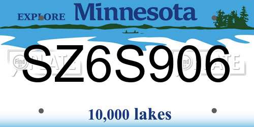SZ6S906 Minnesota License Plate