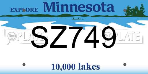 SZ749 Minnesota License Plate