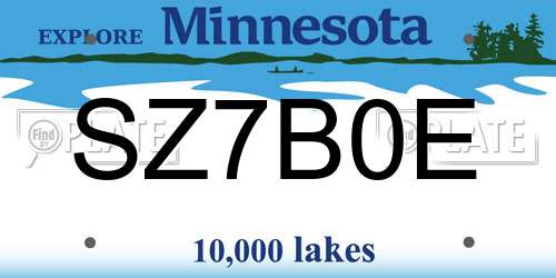 SZ7B0E Minnesota License Plate