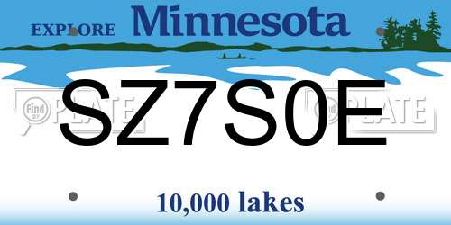 SZ7S0E Minnesota License Plate