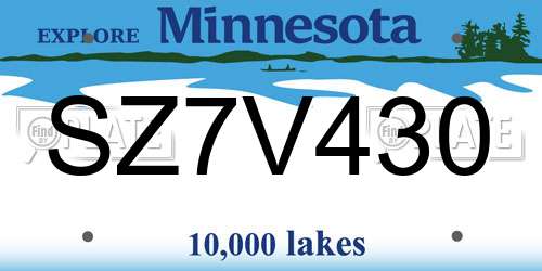 SZ7V430 Minnesota License Plate