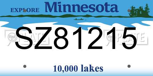 SZ81215 Minnesota License Plate