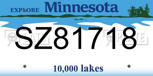 SZ81718 Minnesota License Plate