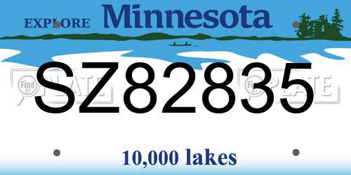 SZ82835 Minnesota License Plate