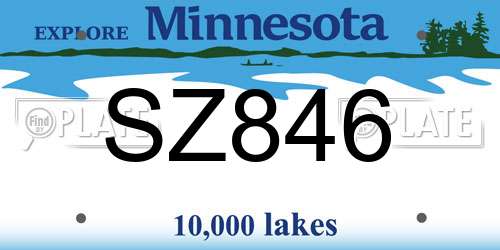 SZ846 Minnesota License Plate