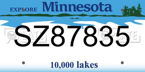 SZ87835 Minnesota License Plate
