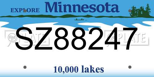 SZ88247 Minnesota License Plate