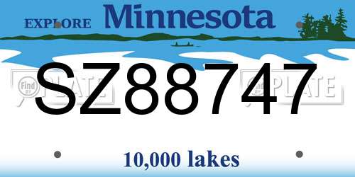 SZ88747 Minnesota License Plate