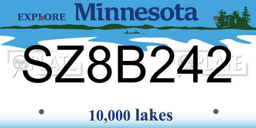 SZ8B242 Minnesota License Plate