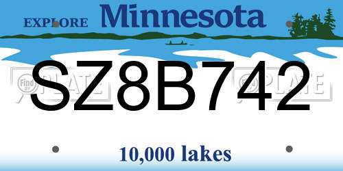 SZ8B742 Minnesota License Plate