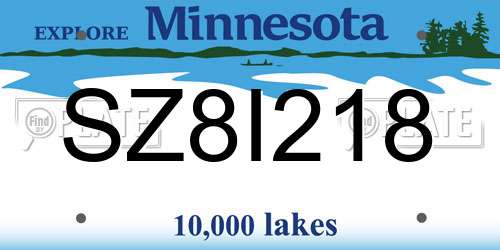 SZ8I218 Minnesota License Plate