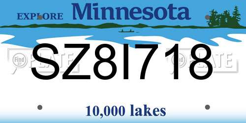 SZ8I718 Minnesota License Plate
