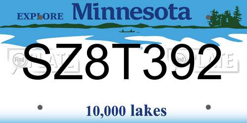 SZ8T392 Minnesota License Plate
